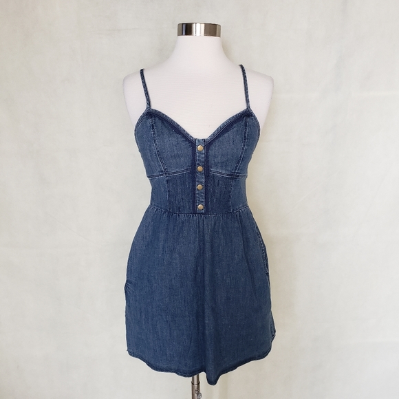 Forever 21 Dresses & Skirts - { forever 21 } denim jean bustier button dress